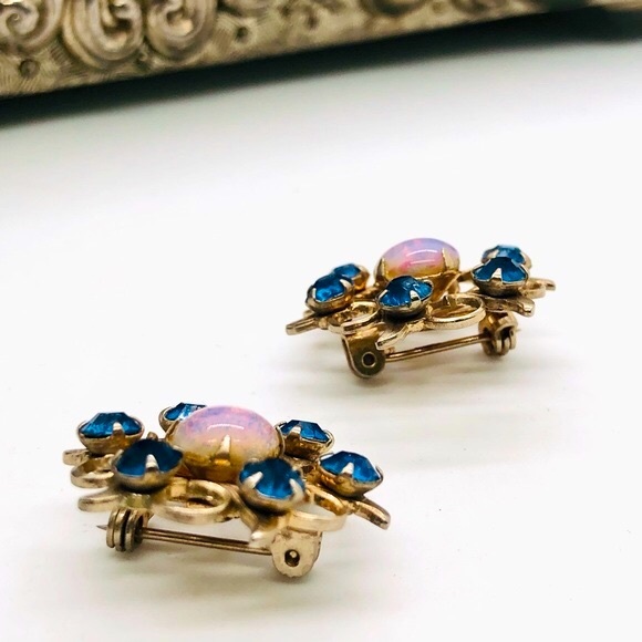 Vintage Opal Rhinestone Scatter pin Brooch Set - Picture 6 of 11